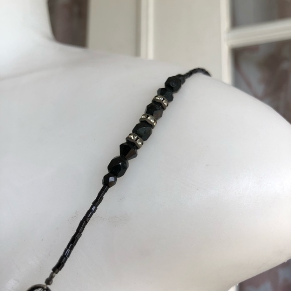 Black Vintage Velvet Burnout Asymmetrical Dress S - Picture 3 of 8